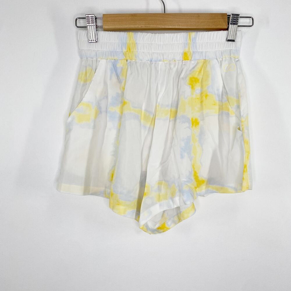 CALIA Womens Watercolor Plaid High Rise Swim Cover Up Shorts Yellow XXS